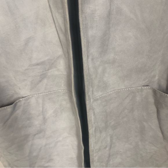 Lafayette 148 New York Gray Suede Leather Open Front Lightweight Jacket Cardigan - Picture 5 of 16